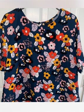 Victoria Beckham x Target Women's Floral Navy Short-Sleeve Blouse